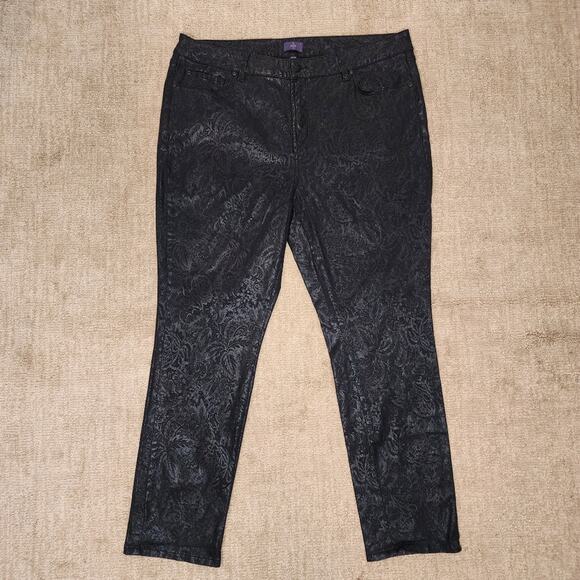 NYDJ Black Skinny Pattern Lift Tuck Jeans Women's Size 18W - Picture 2 of 6